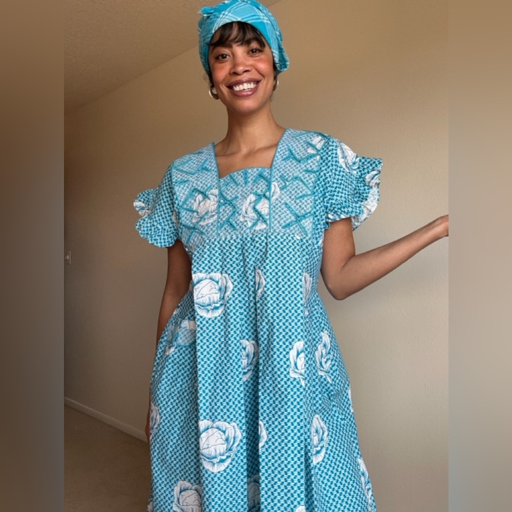 Blue Floral Women's Dress - Picture 3 of 8